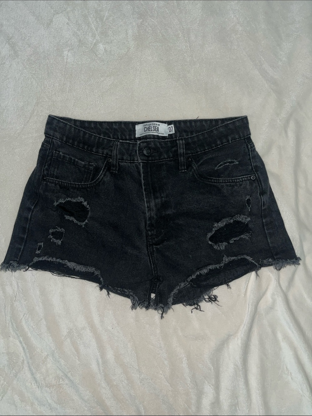 refuge Black Distressed Denim Jean Shorts